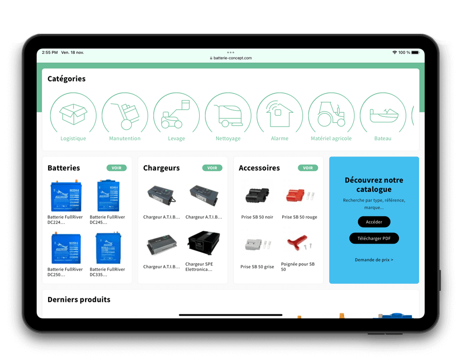 Une mise en forme responsive pour le site internet de Batterie Concept à Aubigny-Les Clouzeaux (85430) réalisé par l'agence digitale EB à Nantes (44200)