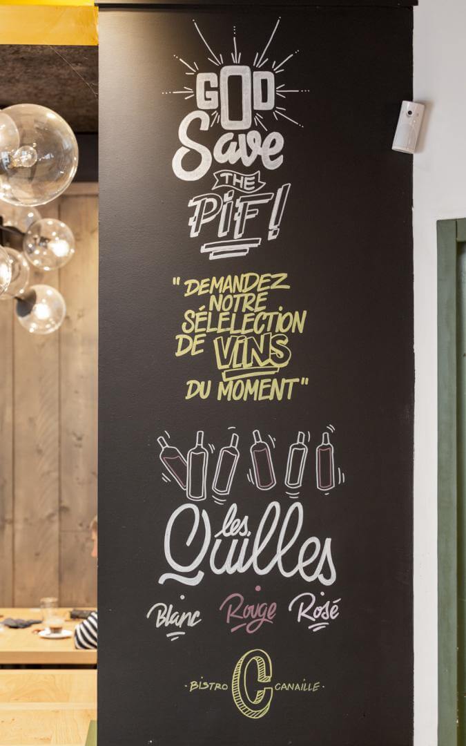 Un mur de fresque du restaurant Bistro Canaille à Nantes (44000) réalisé par l'agence EB à Nantes (44200)