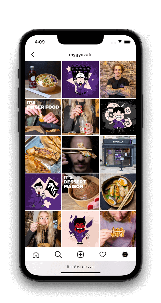 Capture du profil Instagram avec des photos et des créations réalisées au sein de l'agence EB à Nantes (44000) réalisé par l'agence de marketing digital EB à Nantes (44200)
