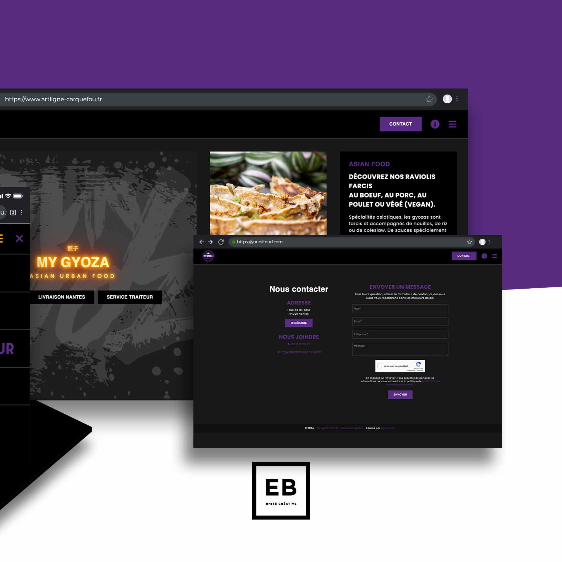Un site internet optmisé pour le référencement pour le restaurant My Gyoza à Nantes (44000) réalisé par l'agence de publicité digitale EB à Nantes (44200)